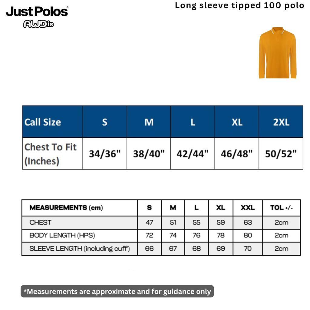 Mens Long Sleeve Polo Shirt Plain Tipped Collar Casual Cotton Tops AWDis gallery