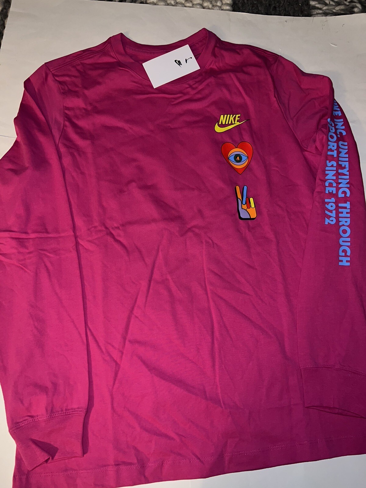 NWT Nike Peace Pack 1 HBR Long-Sleeve Men's Pink T Shirt Sz S & M $40 DX1053 gallery
