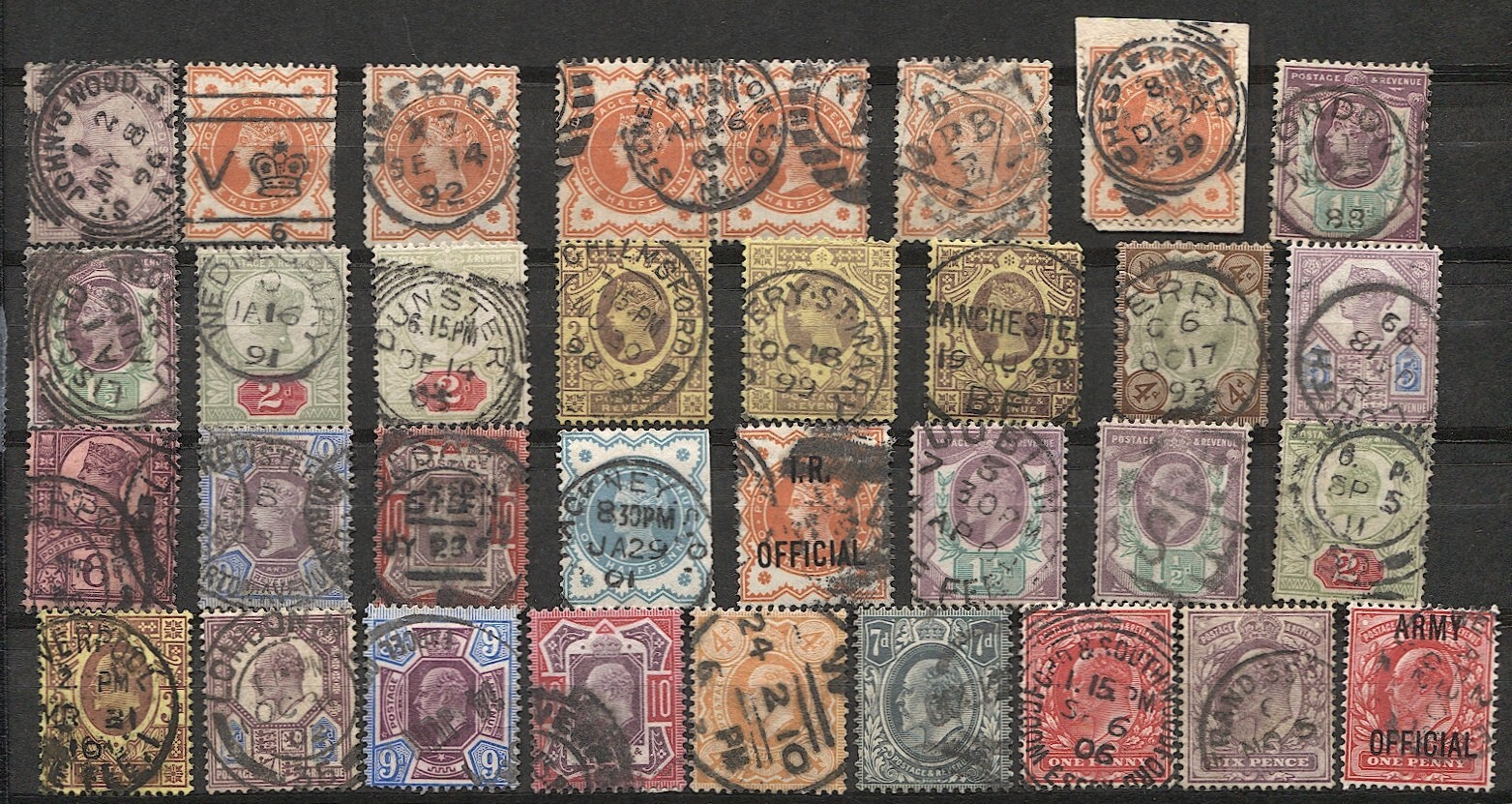 GB QV + KE issues, 33 Used, VF with good postmarks/cancels, Sc 89 O6, CV $509+