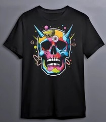 Poly-Cotton Blend Custon T-Shirt Skull Black XS/S/M/L/XL