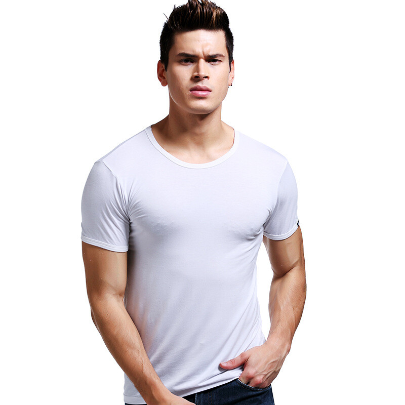 Men's Short Sleeve Top Tee Modal T-Shirt Round Neck Classic Jerseys Clothing gallery
