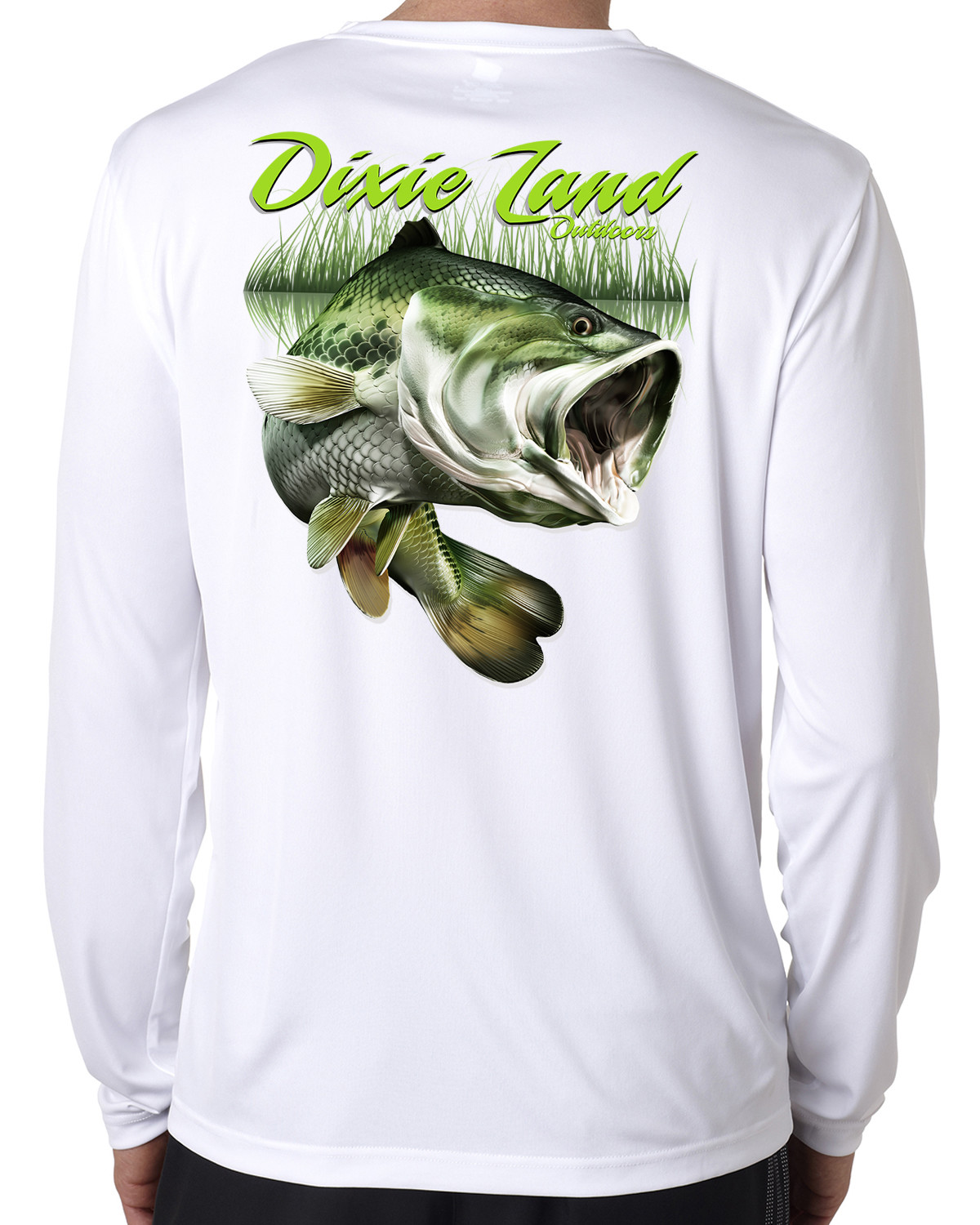 Bass fishing long sleeve t shirt 50+ uv polyester Dixie Land Outdoors