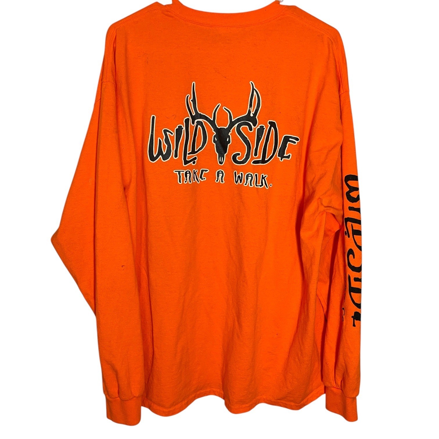 Wildside XL Orange Long Sleeve T-Shirt Graphic Deer Skull Outdoor Hunting gallery