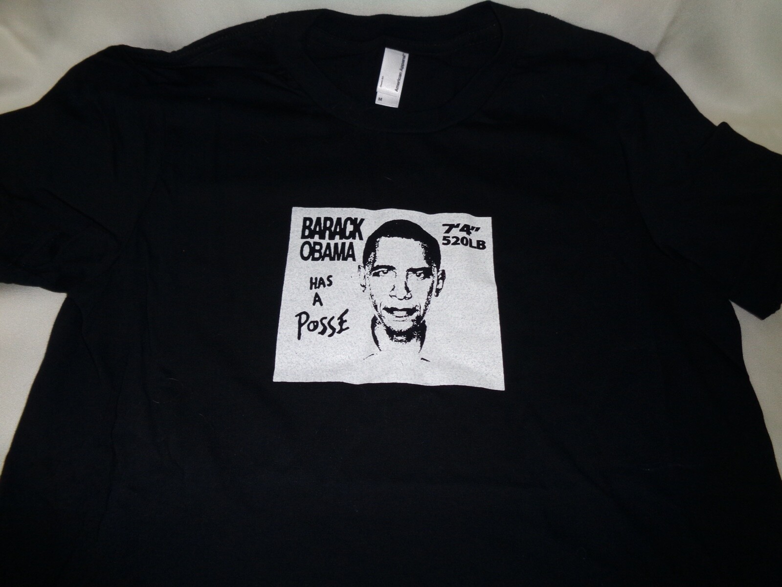 American Apparel crew neck t-shirts; Black w/ "Barack Obama has a Posse" graphic gallery