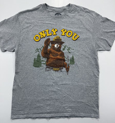 Smokey Bear Only You Forest Fire Prevention T Shirt Mens Large Gray Tee