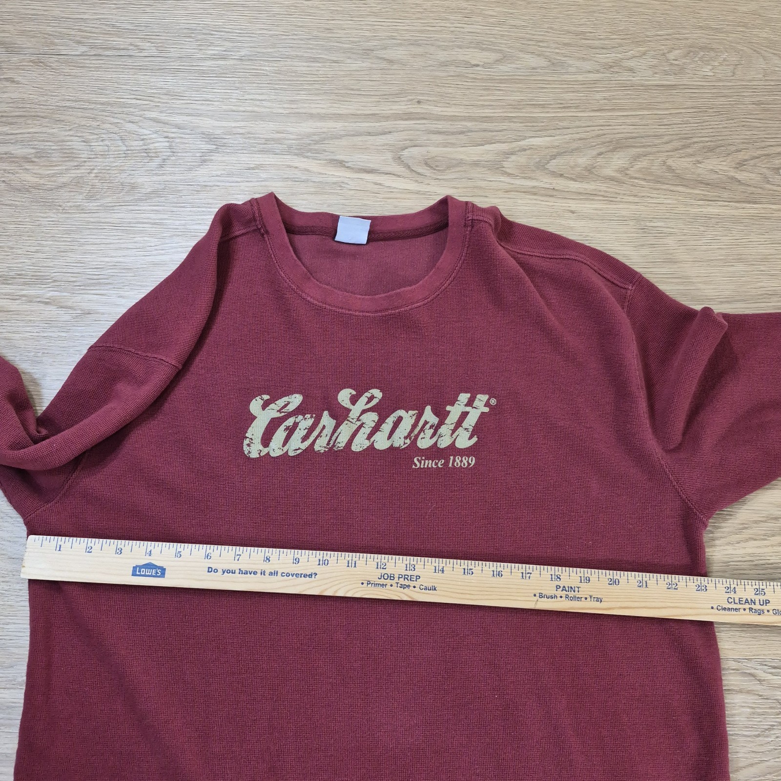 Carhartt Shirt Mens 2XL Thermal Red Waffle Knit Vintage Graphic Spellout Print gallery