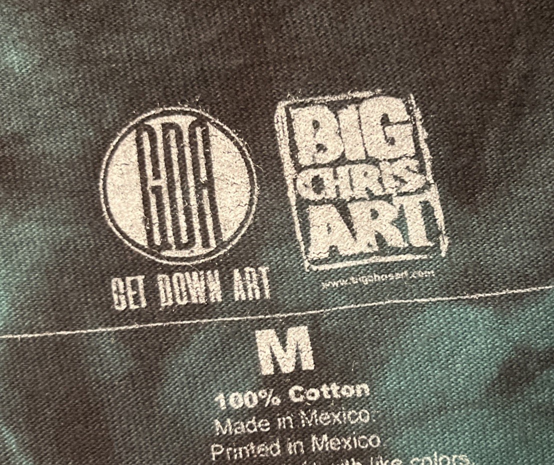 Alice in Wonderland Shirt Men Medium Green Black Tie Dye Big Chris Artwork Art gallery