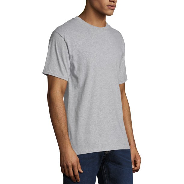 Men's Hanes Beefy-T Short Sleeve Light Steel Grey Cotton T-Shirt 5180 S: 3XL 4PK gallery