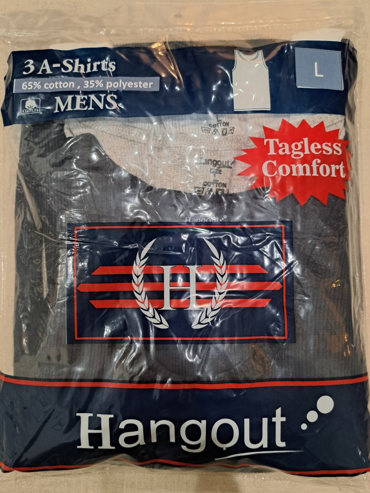 Hangout Mens A-Shirts Black Grey White Undershirt Breathable 12 Pack Size L gallery