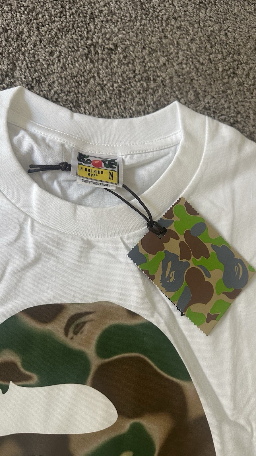 A Bathing Ape BAPE Mens Size M White Camo Ape Head Logo Graphic Tee Crew Neck gallery