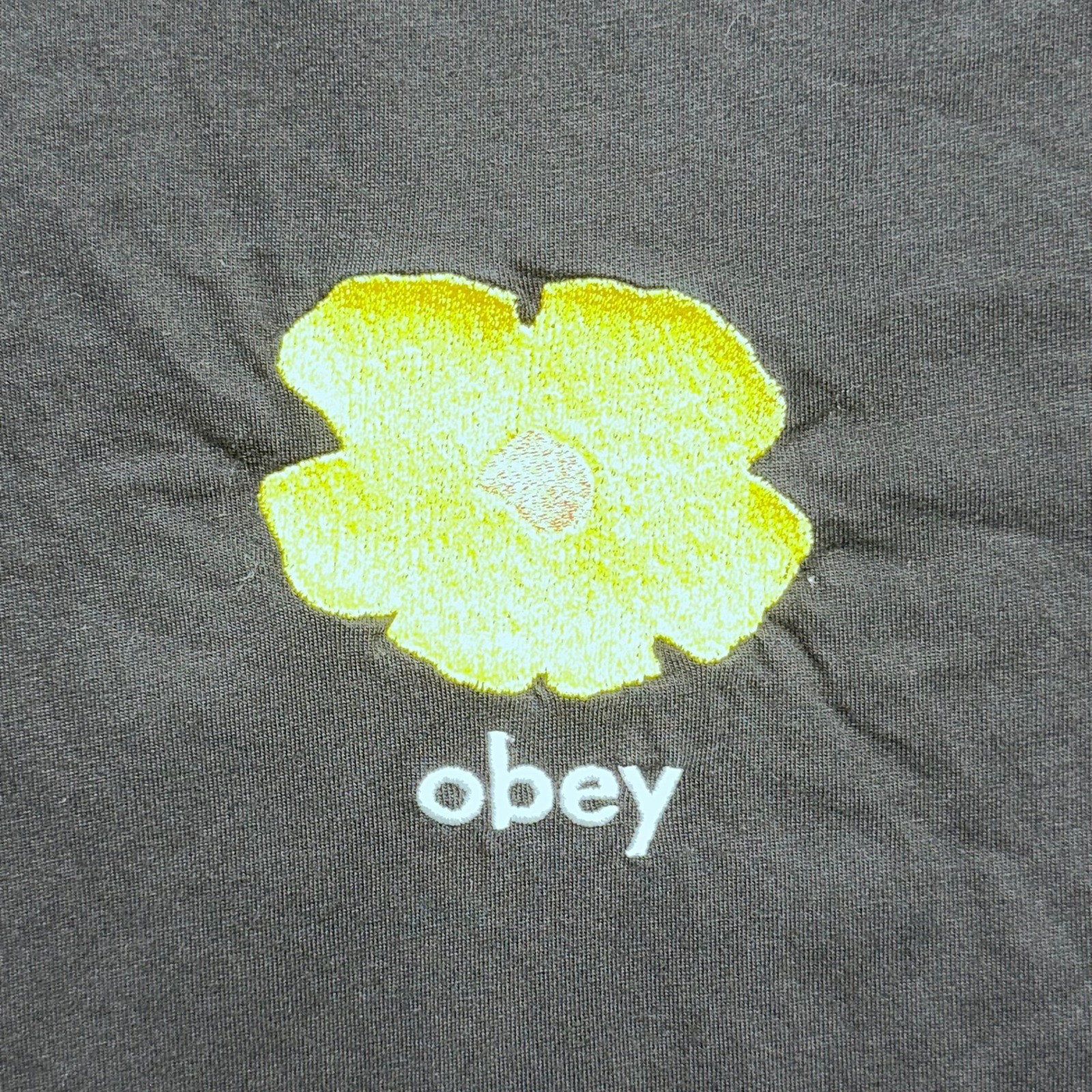OBEY Organic Black T Shirt Graphic Flower Print Cotton Mens XL gallery