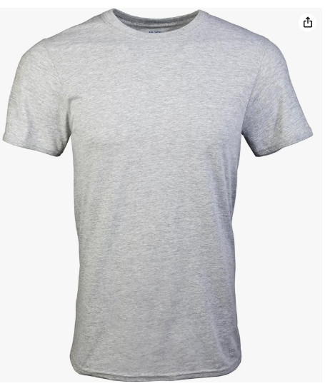 Gildan Mens Crew T-Shirt LARGE 5-Pack Style G1100 Black-Grey-Charcoal Short Slee gallery