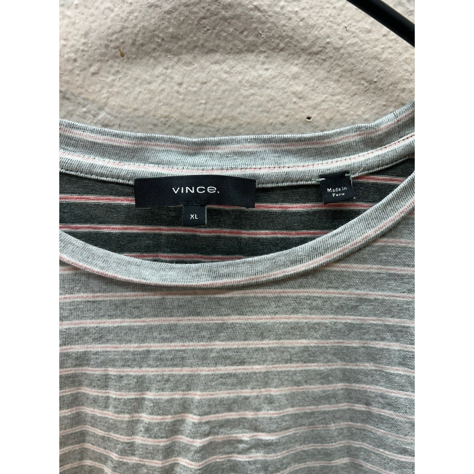 Vince Short Sleeve T-Shirt Men's Crewneck Tee XL Gray Striped Relaxed Basic gallery