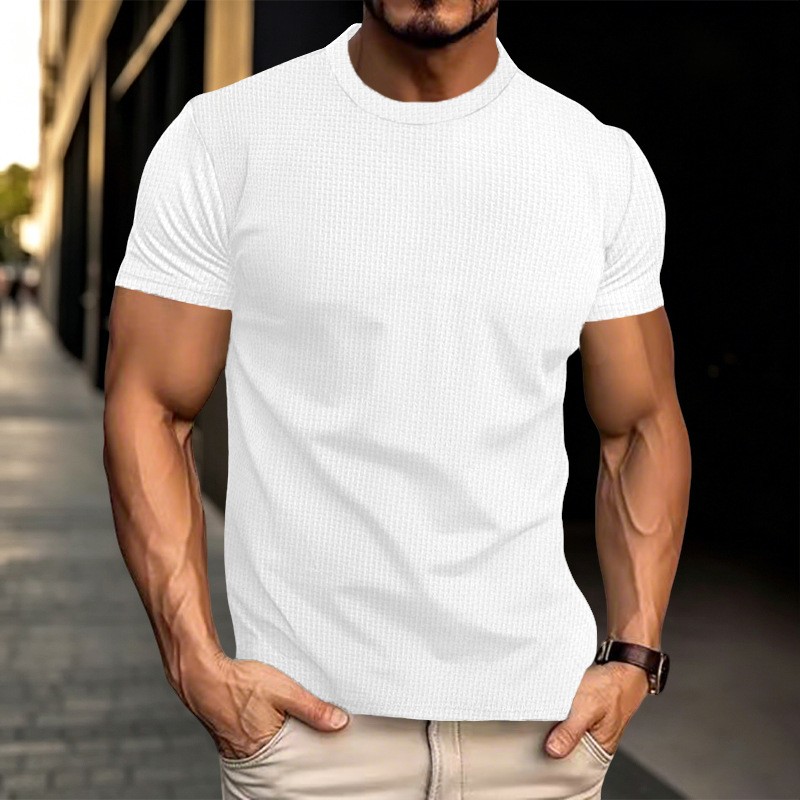Men's Solid Color Breathable Slim Fit Running Sports Short Sleeved T-shirt gallery