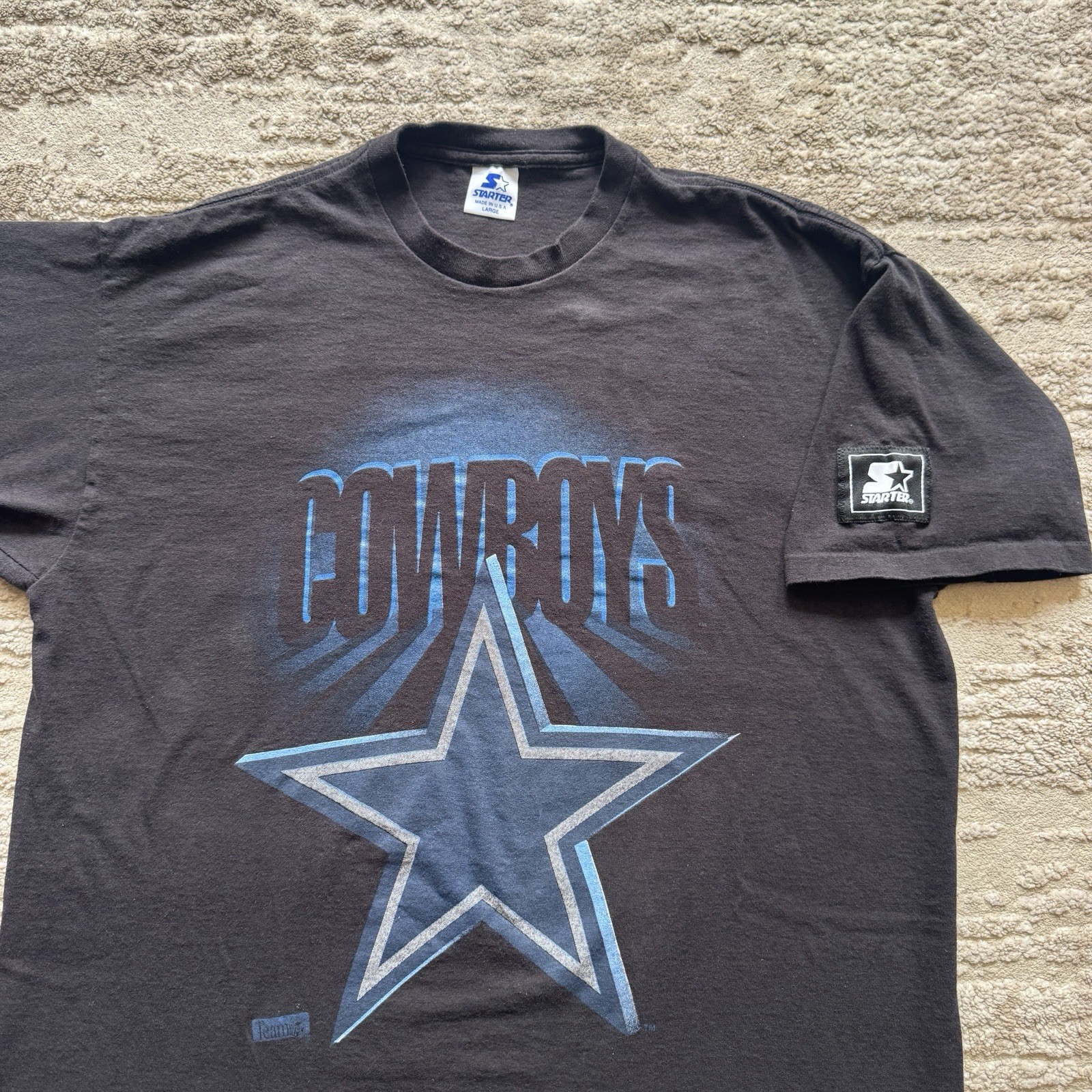 Vintage 90s Starter Dallas Cowboys Tee Mens Large Black NFL Football Tee USA gallery