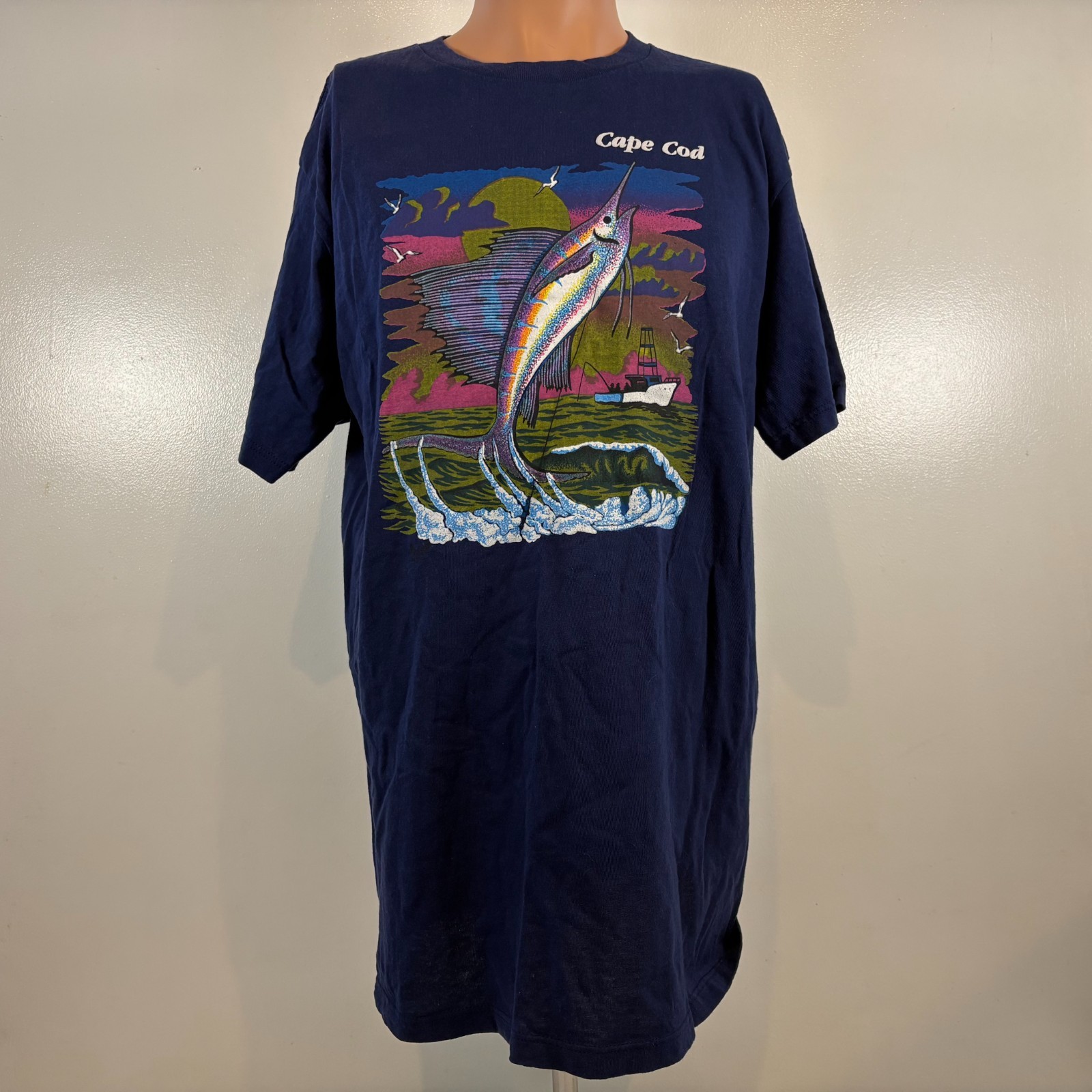 Vintage Cape Cod T Shirt Mens Size L Blue Swordfish Massachusetts 90s gallery