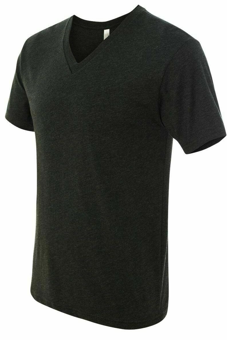 2 Bundle Men's T shirt -Next Level Tri-Blend V-neck t shirt Vintage Black -XL-2X gallery