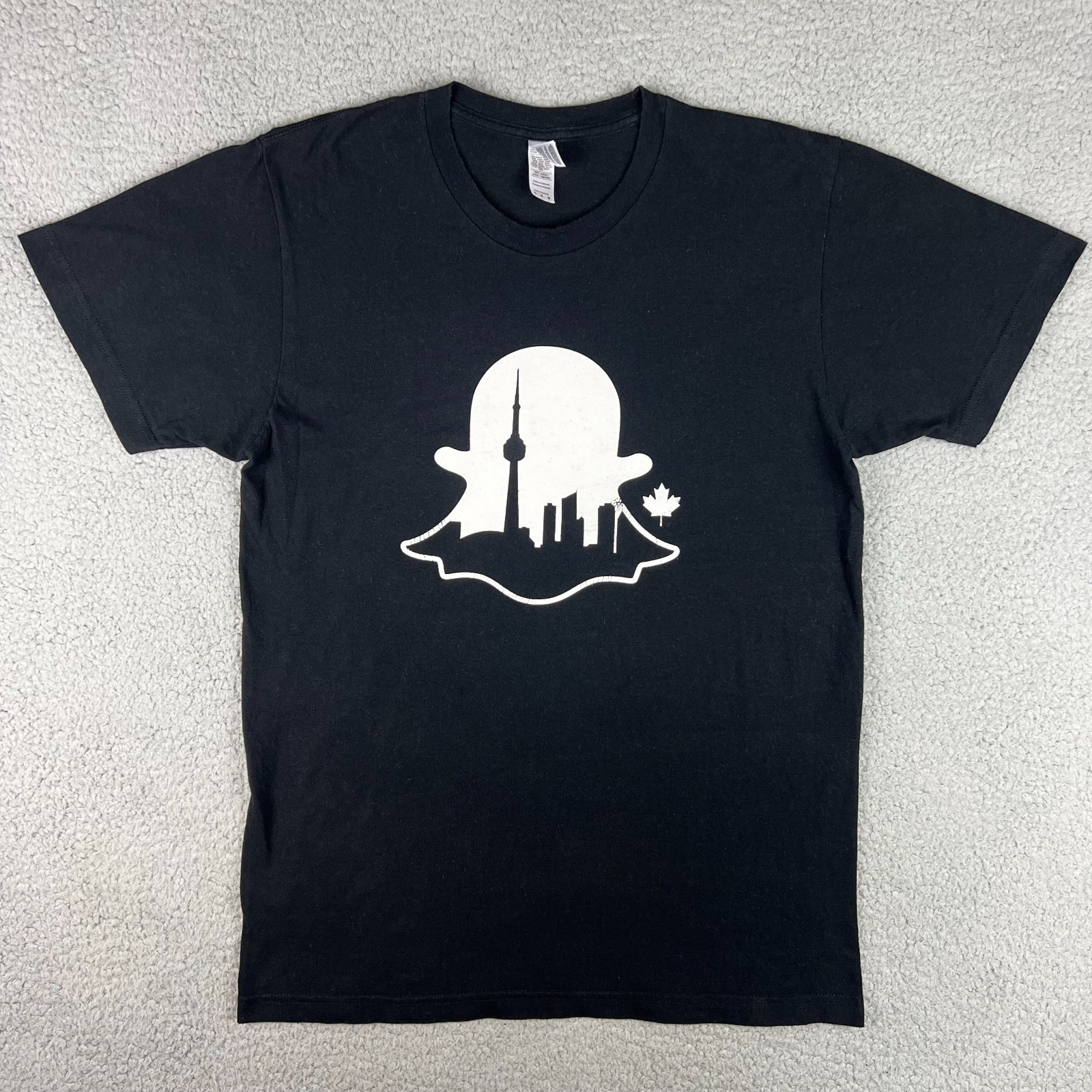 Snapchat T Shirt Mens Medium M Black White Toronto Canada Snap Chat Ghost Logo 1