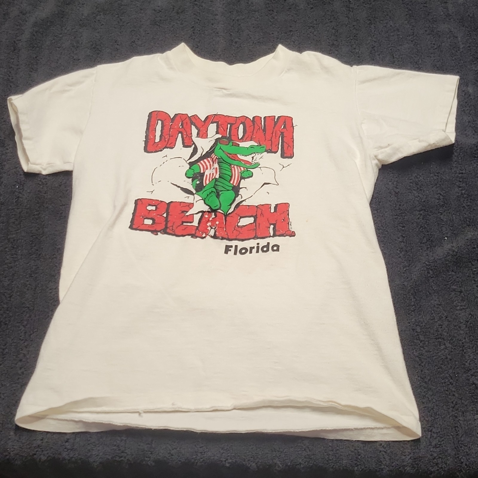 Royal First Class Men's White Cotton Daytona Beach Alligator T-Shirt Size S gallery