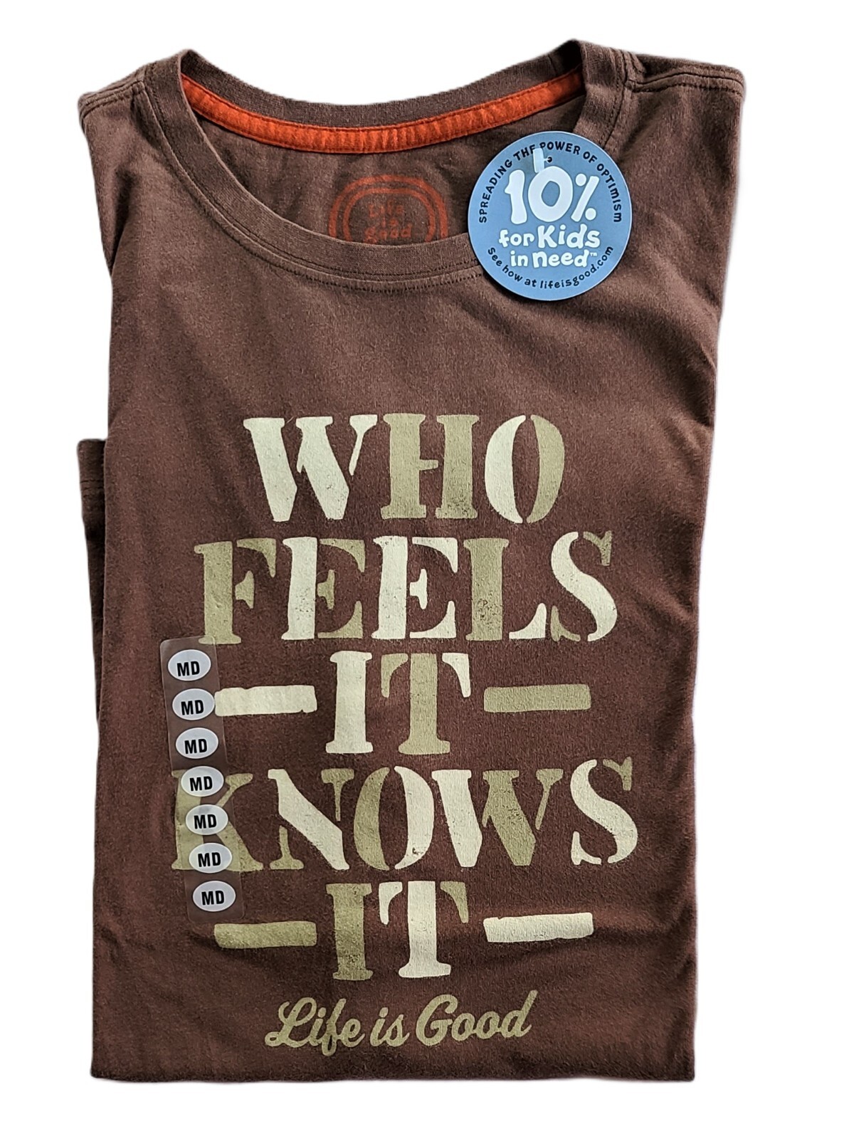 Life Is Good SS Shirt Vintage Creamy Tee WHO FEELS IT KNOWS IT Chest46in Mens M