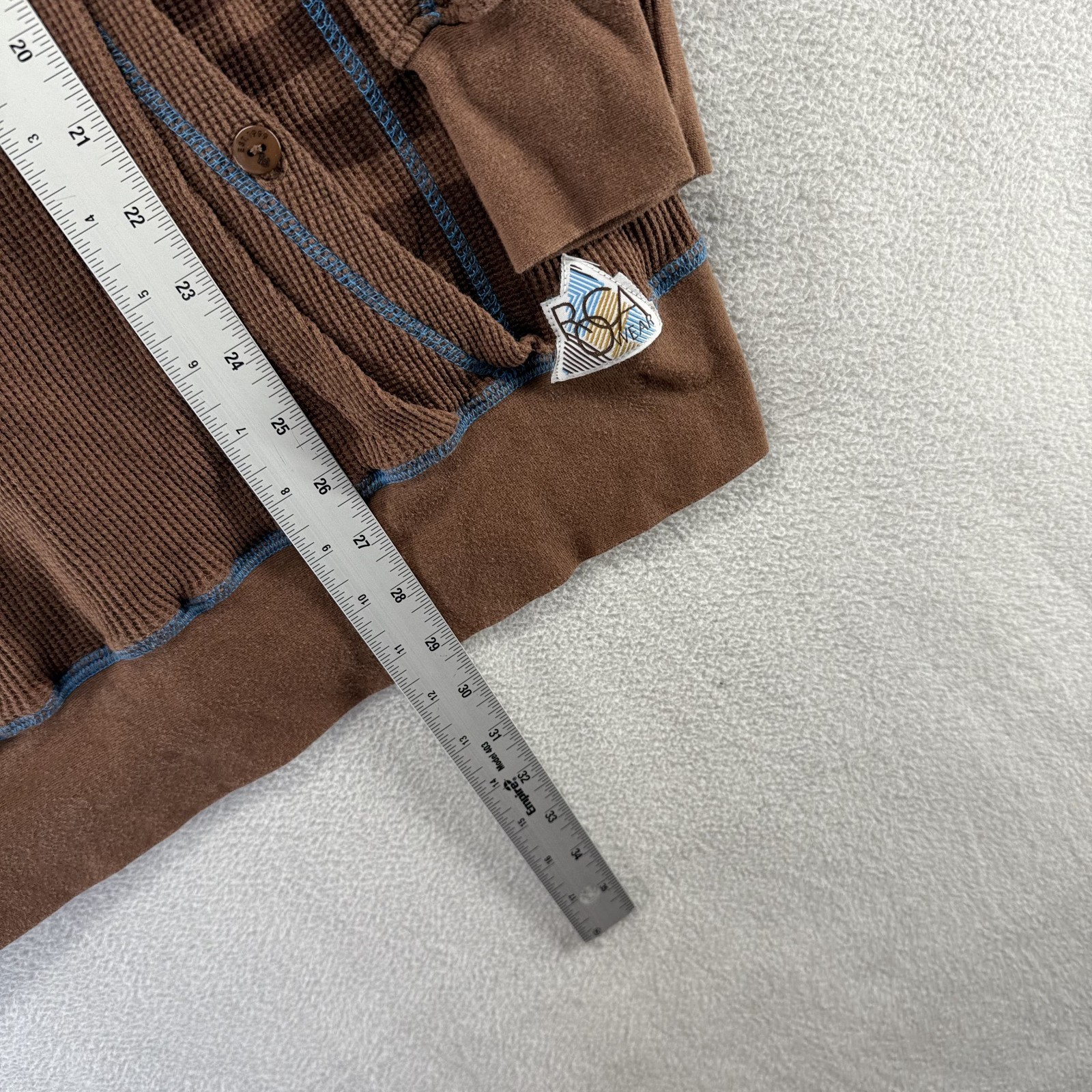 Vintage Rocawear Shirt Men's Large Brown Thermal Waffle Spellout Kangaroo Pocket gallery