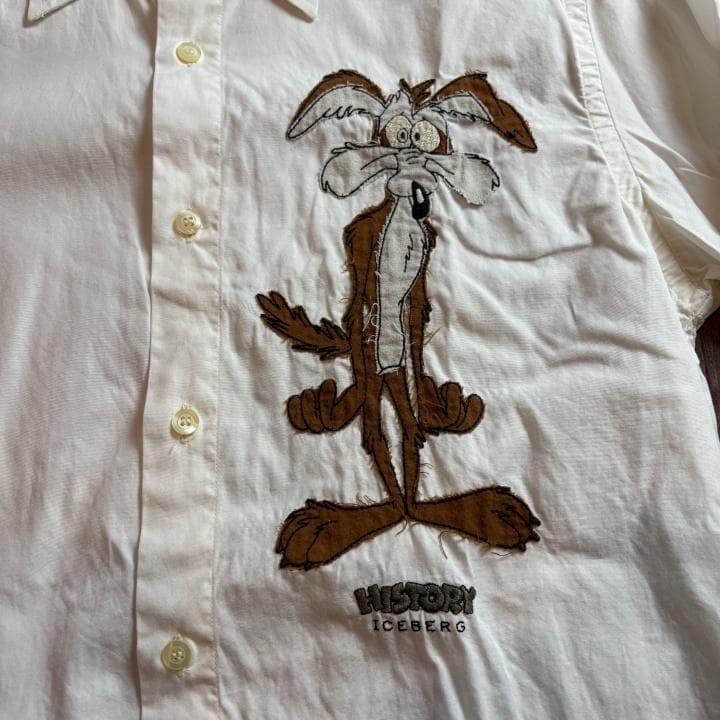 ICEBERG HISTORY Wiley Coyote Shirt White 90s Y2K Size 48 gallery