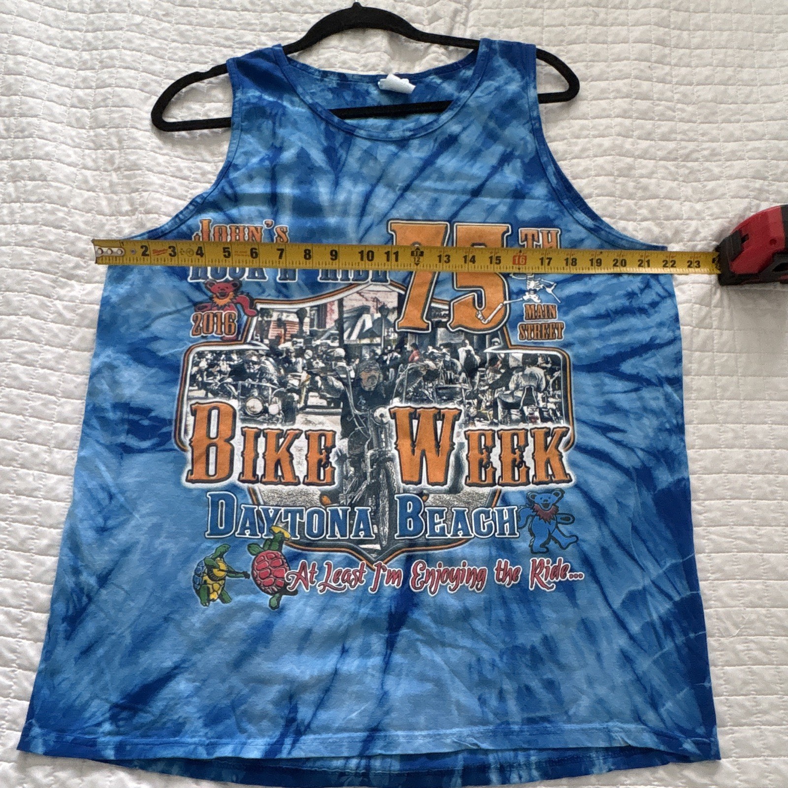 Colortone Daytona Beach Bike Week Tie-Dye Blue Sleeveless T-Shirt Men's XL gallery