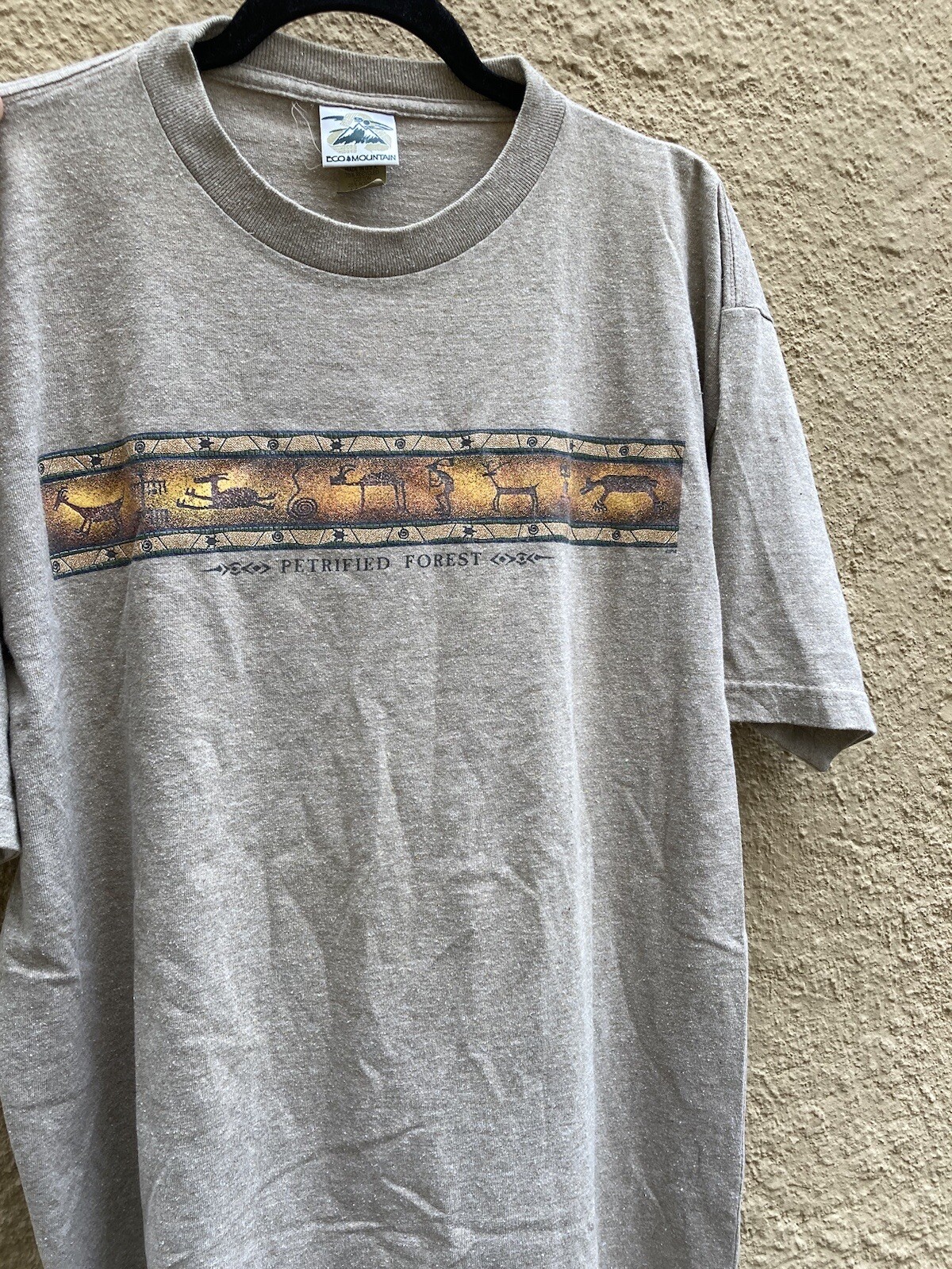 Men's Eco Mountain Beige Petrified Forest Cave Art T-Shirt L Cotton Boho USA gallery