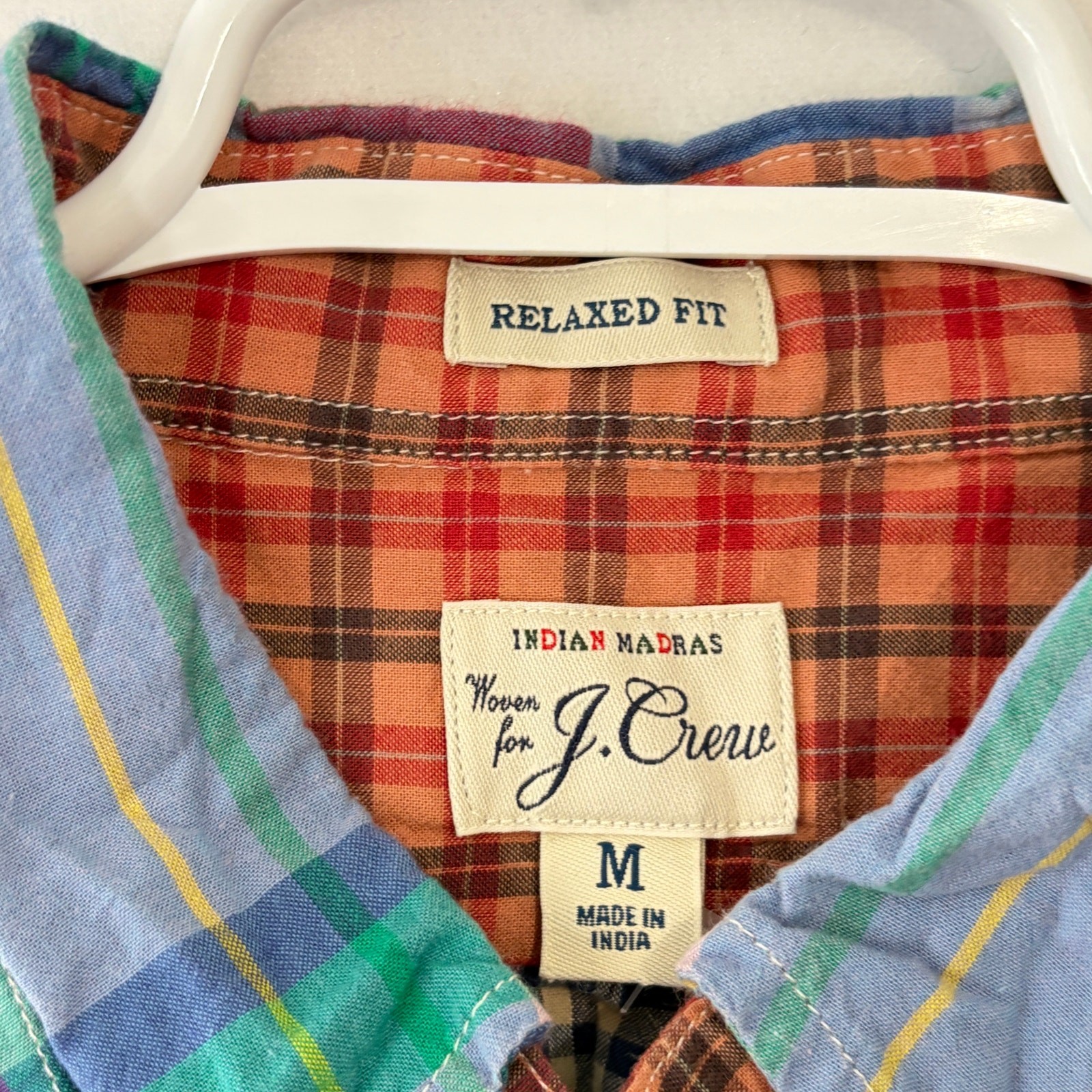 J. Crew Mens Colorful Mixed Plaid Relaxed Indian Madras Button Down Shirt Medium gallery