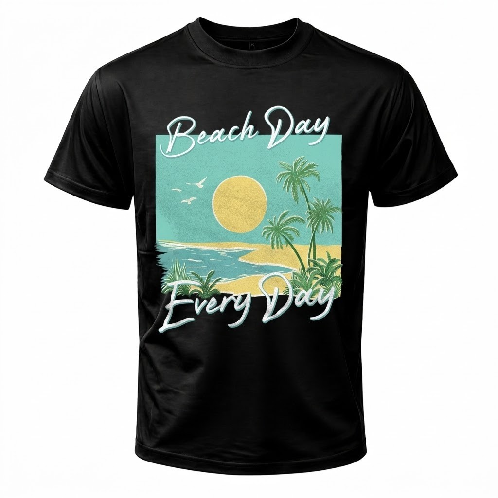 Retro Beach Day Every Day Summer Sunrise Graphic Tee Unisex Crewneck T-Shirt