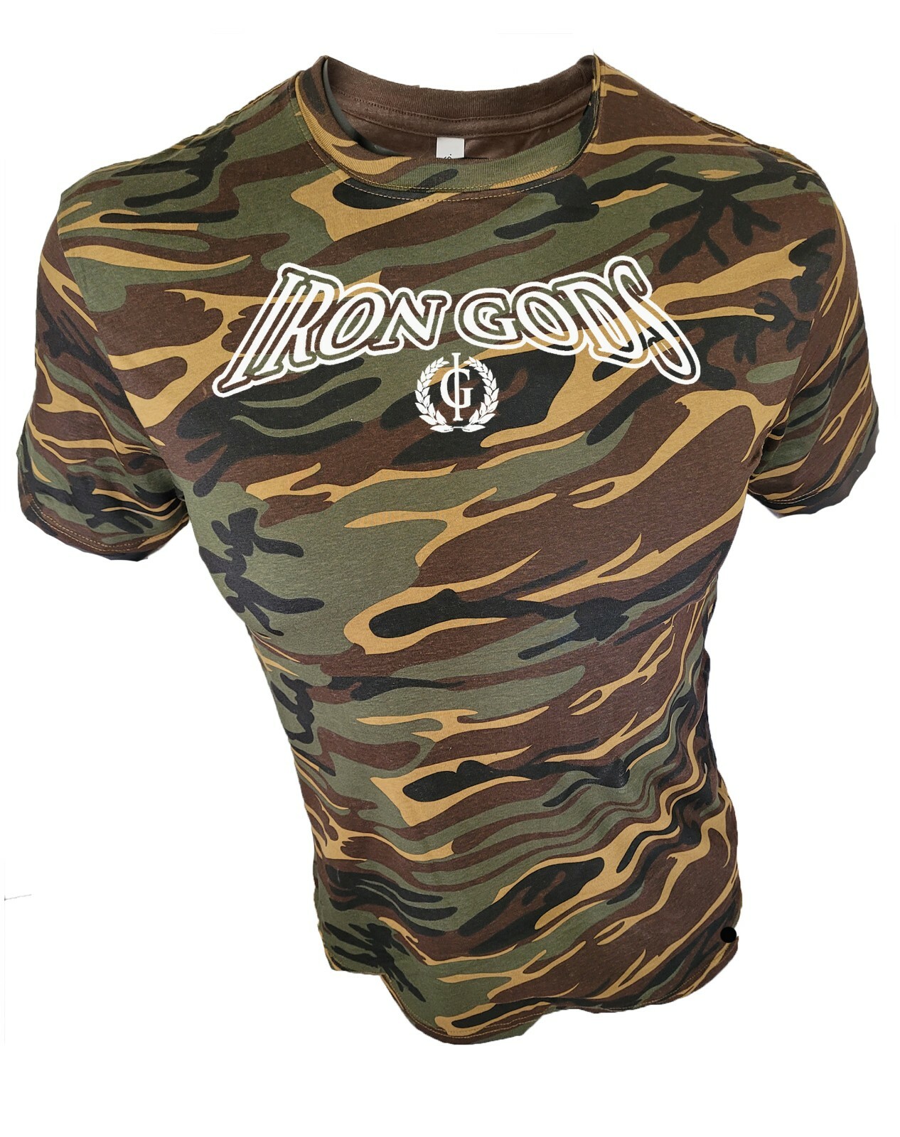 Iron Gods Camo Logo Workout T-Shirt Men’s Gym Clothing Shirt Armed Forces Shirt