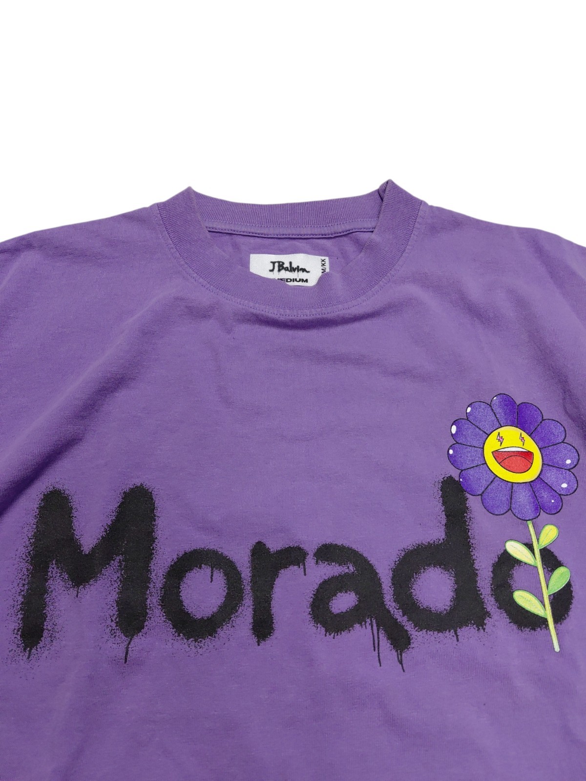 Takashi Murakami x J Balvin Smiley Flower T Shirt Purple Men's Size Medium gallery