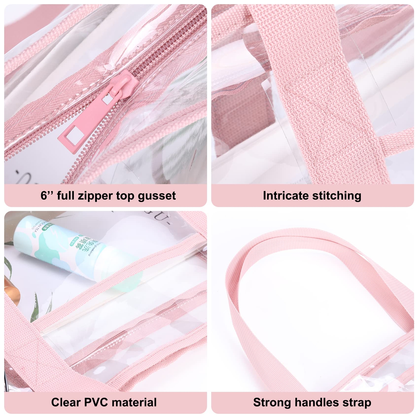 Large Clear Tote Bag with Zipper Closure Beach Travel Shoulder Handbag for Women gallery
