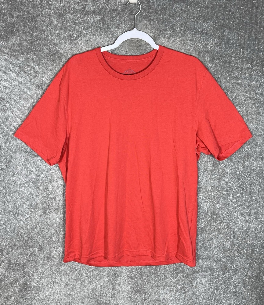 St Johns Bay Short Sleeve Crew Neck Legacy Tee Shirt Mens Size Large Orange Red