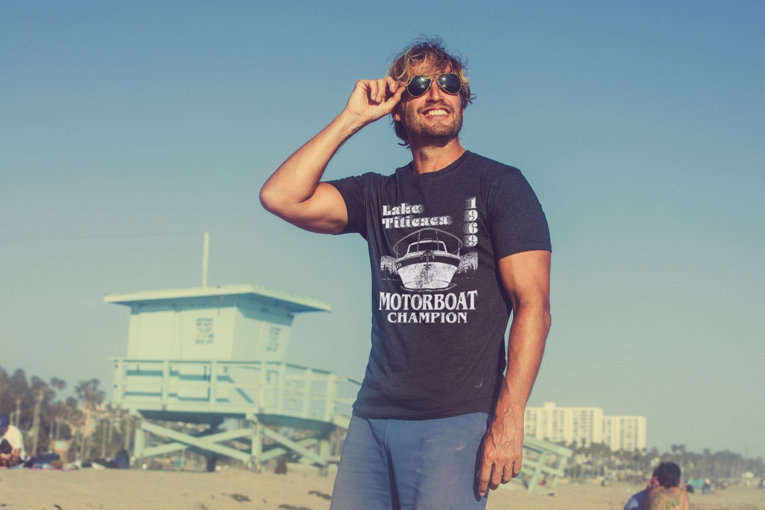 Mens Lake Titicaca T Shirt 1969 Motorboat Champion Funny Camping Shirt gallery