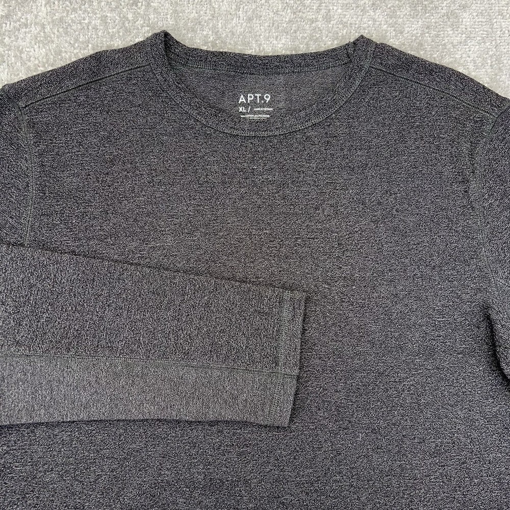 APT. 9 Men’s XL Premier Flex Long Sleeve Shirt Texture Knit TShirt Dark Gray NEW