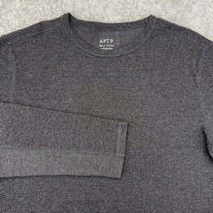 APT. 9 Men’s XL Premier Flex Long Sleeve Shirt Texture Knit TShirt Dark Gray NEW