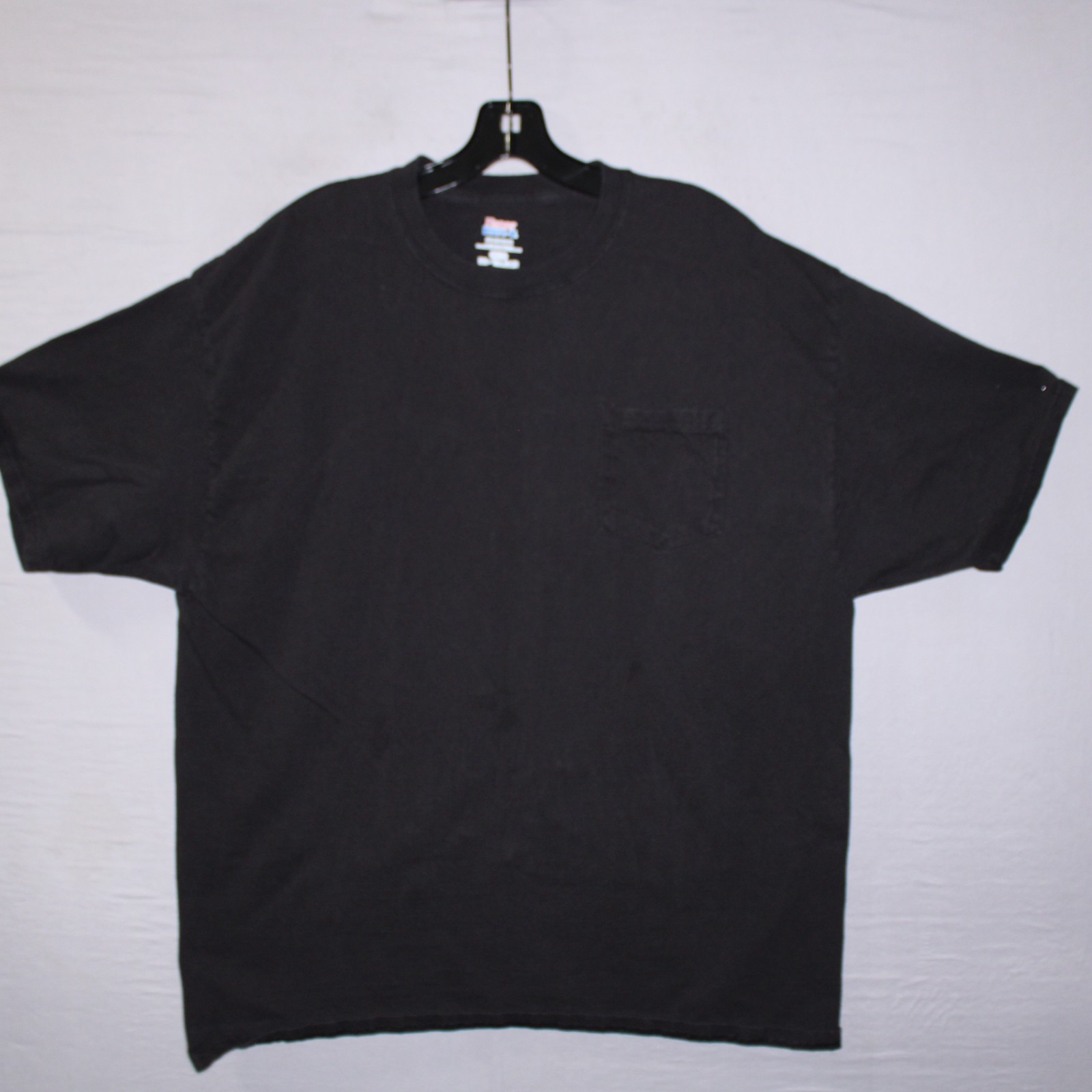 Hanes Mens Short Sleeve Beefy Plain Black Cotton Crew Neck Blank T-Shirt gallery
