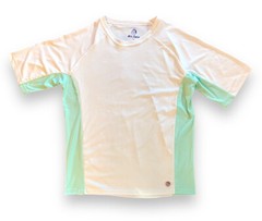 Mr. Swim The Swim T’ Beach T-Shirt Tee Upf 50+ Men’s Medium White Mint 42×27