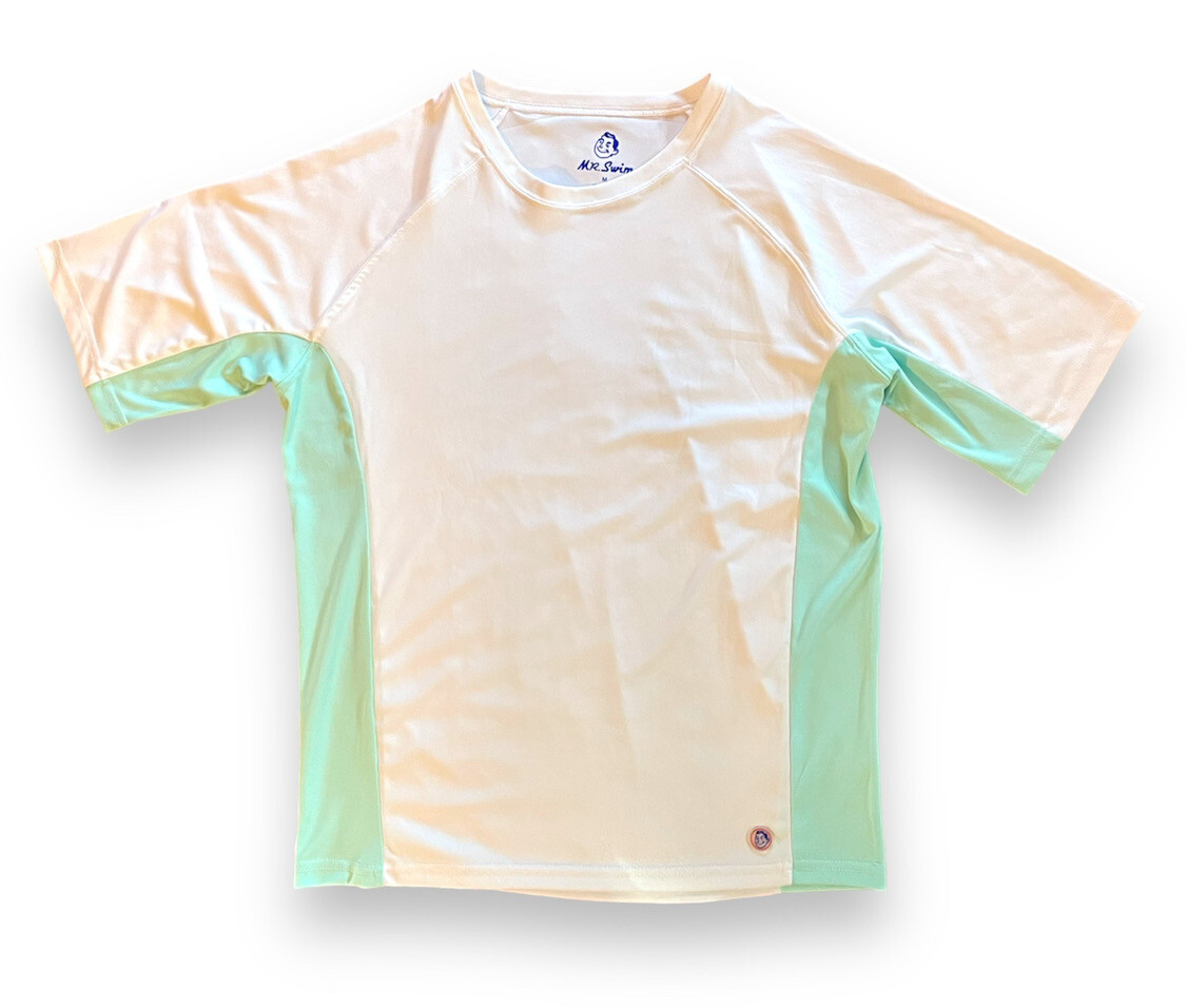Mr. Swim The Swim T’ Beach T-Shirt Tee Upf 50+ Men’s Medium White Mint 42×27