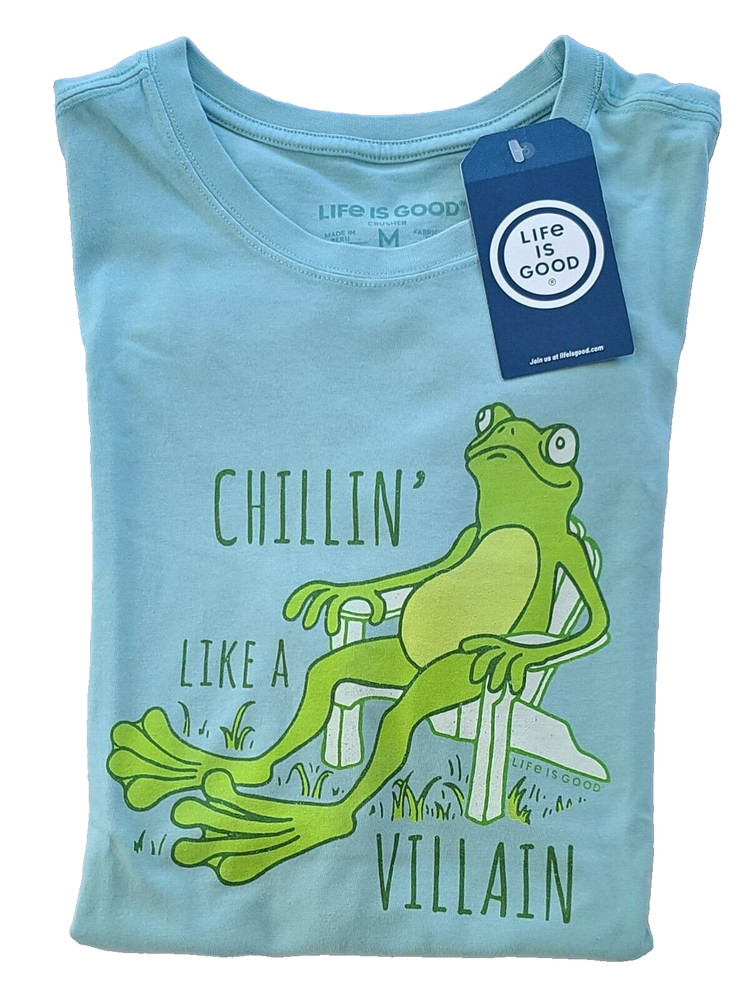 LIFE IS GOOD SS Shirt Crusher Tee CHILLIN FROG ADIRONDAK Villain Chest44 Mens M