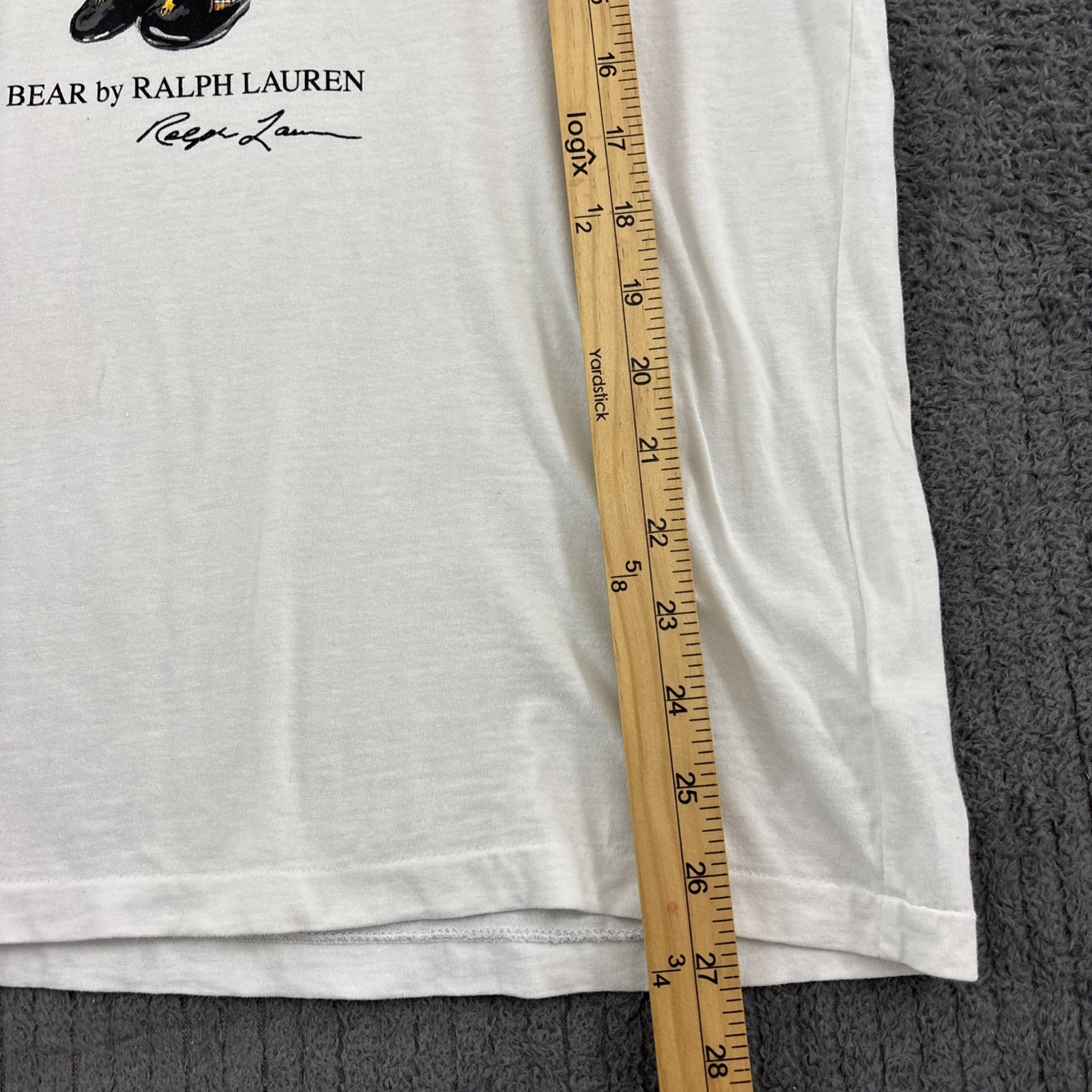 Polo Ralph Lauren T Shirt Mens Small Polo Bear Hot Cocoa Preppy White Tee FLAW gallery