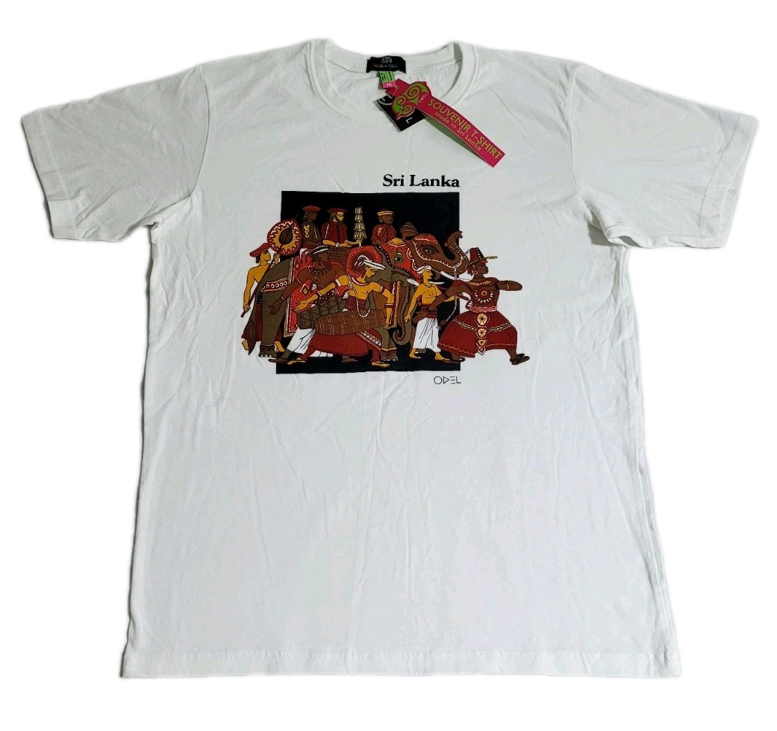 Luv SL by Odel Perahera White Graphic Print Souvenir T-shirt Sri Lanka Size M
