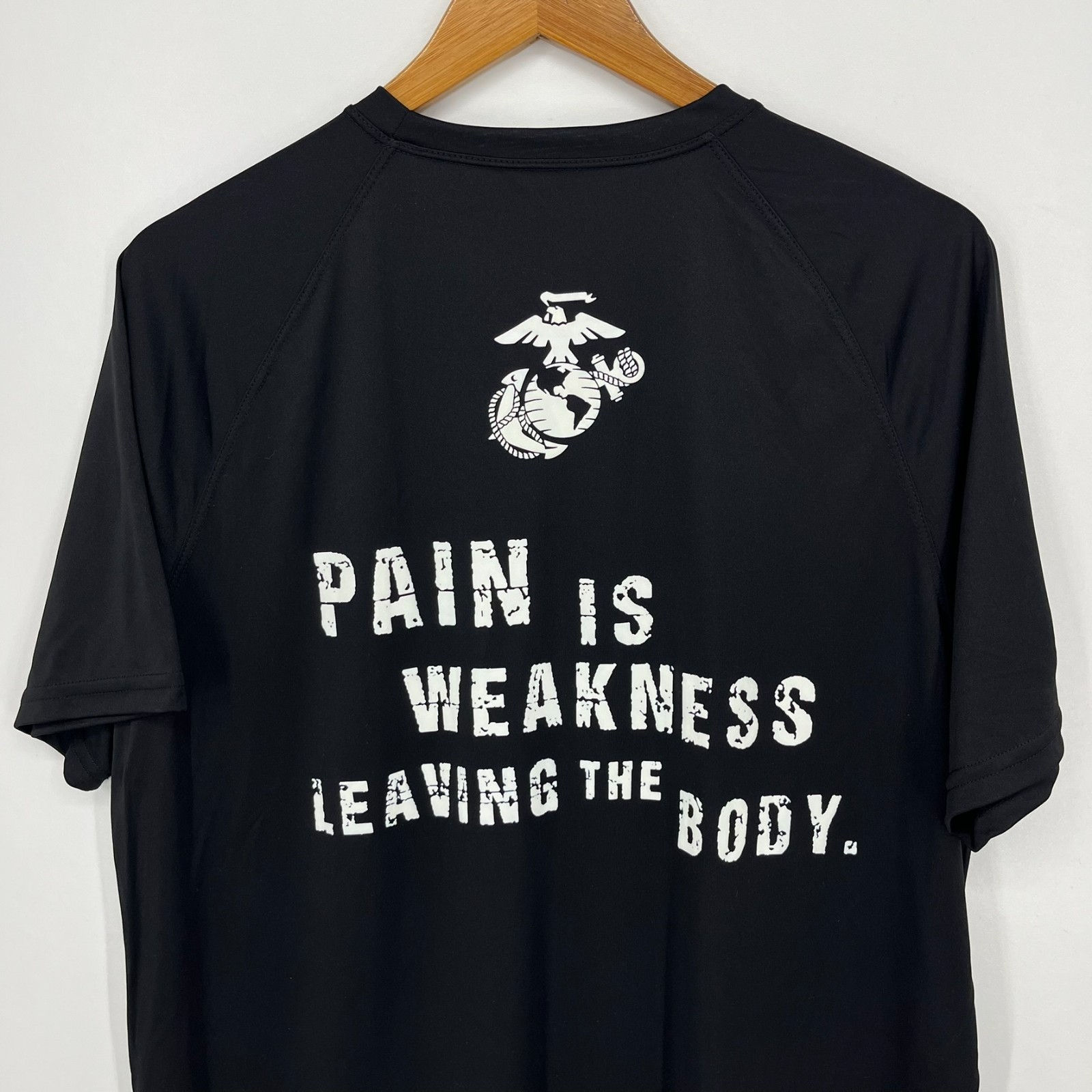 USMC Marines Short Sleeve T-Shirt Men's Size L Black Moisture Wicking USA NWOT gallery