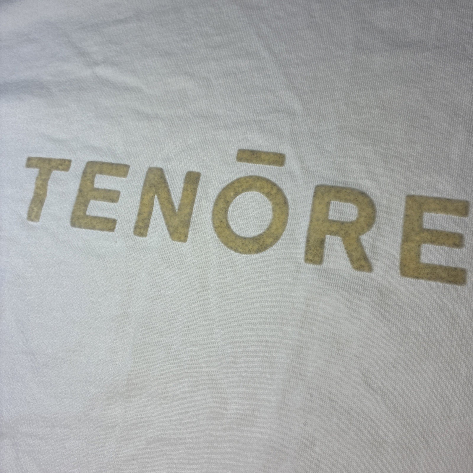 Tenore Woven 100% Cotton Tee Mens XL Cream Velvet Logo Short Sleeve gallery