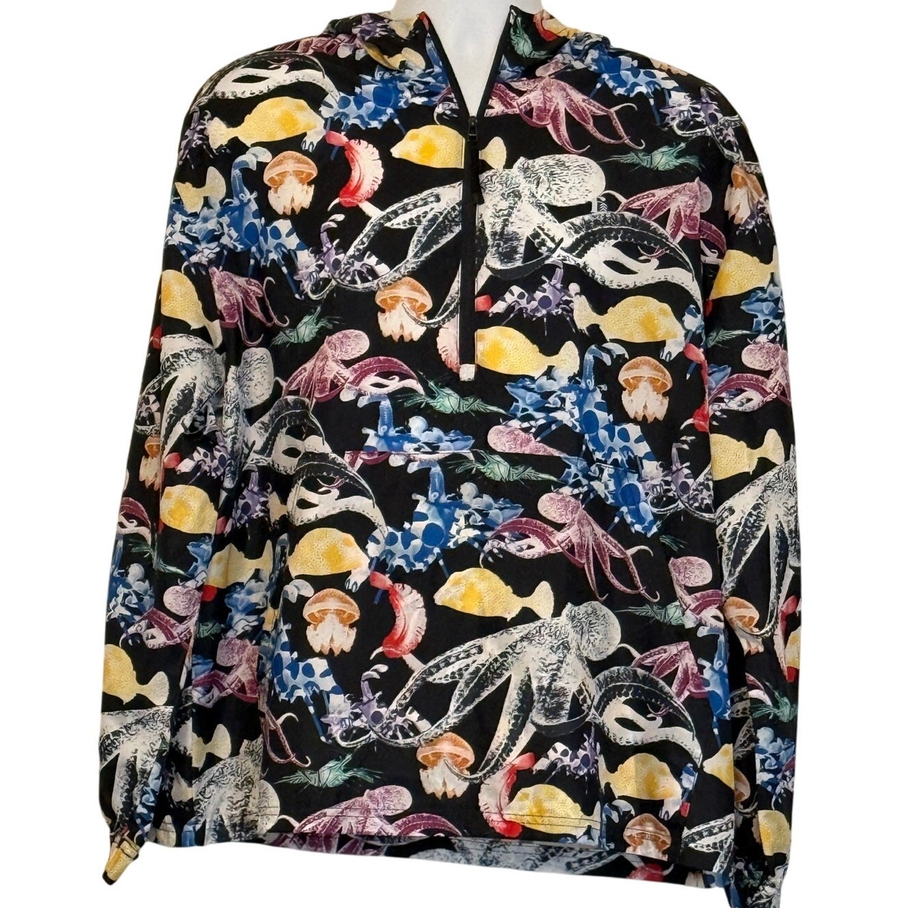 Bonobos Fielder Hoodie L | Octopus Print Oceancore Y2K Streetwear Eco Pullover gallery
