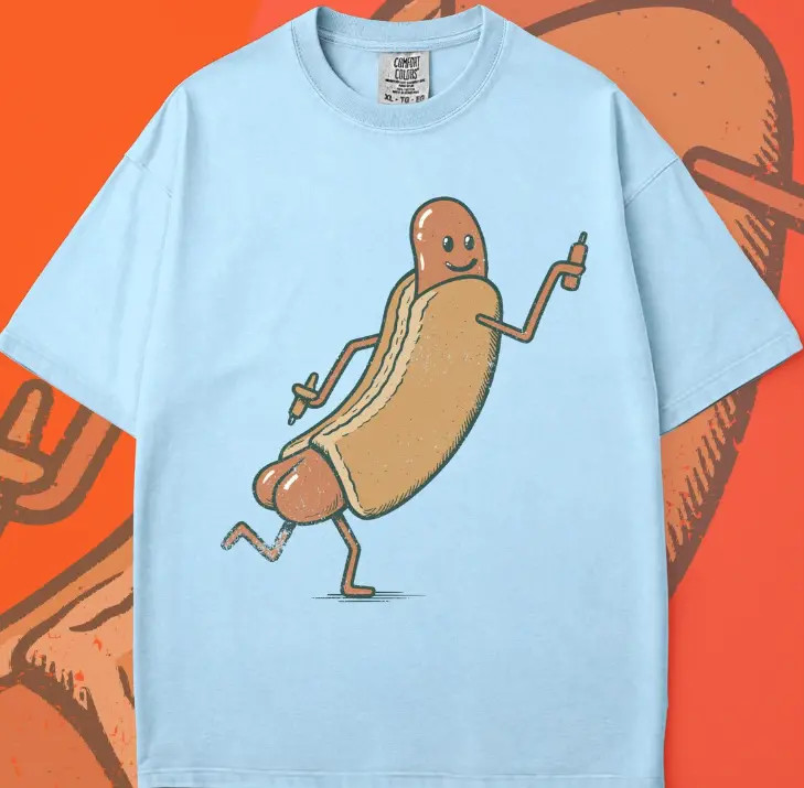 Funny Hotdog Graphic T-Shirt: Retro Foodie Humor Tee gallery