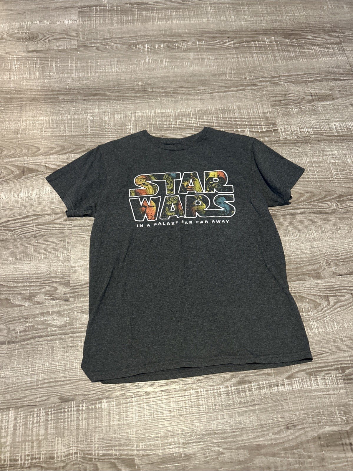 Star Wars Short Sleeve Crew Neck T-Shirt Men’s Sz Large Gray Classic Retro Theme