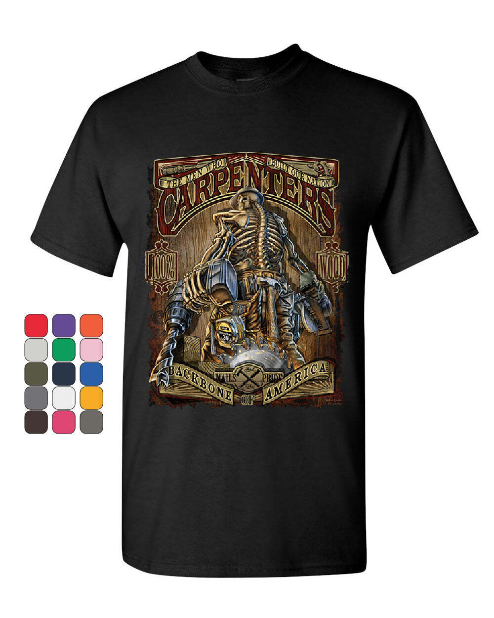 Carpenters Backbone of America T-Shirt Blue Collar Job Craftsman Mens Tee Shirt gallery