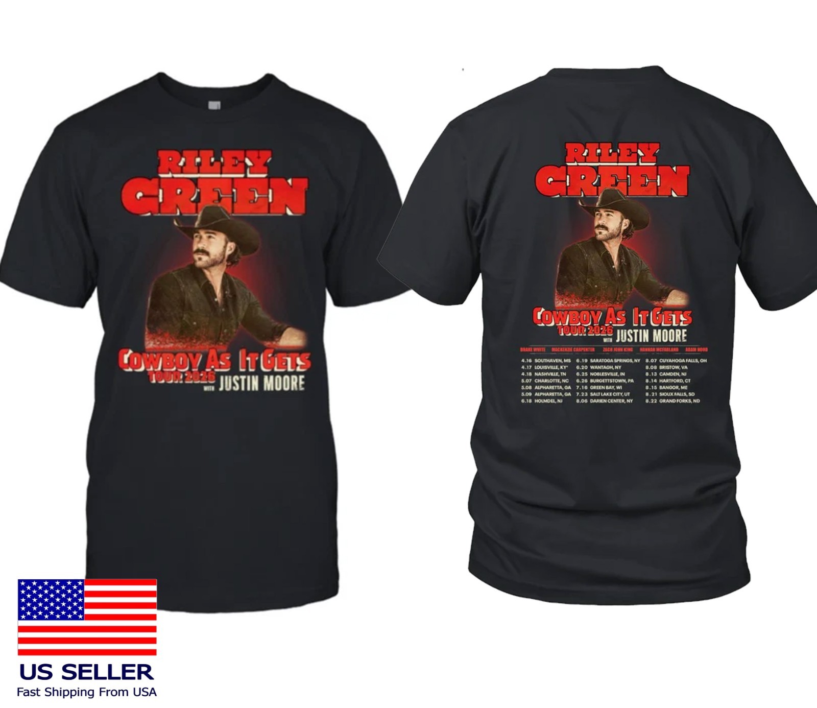 2026 Riley Green Tour Cowboy As It Gets Tour T-Shirt, FAST SHIP gallery
